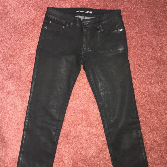 black metallic jeans